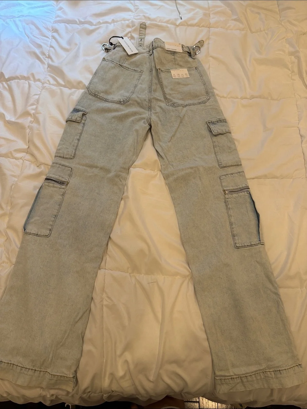 WeWoreWhat Light Wash Straight Leg Cargo Jeans - Picture 2 of 3